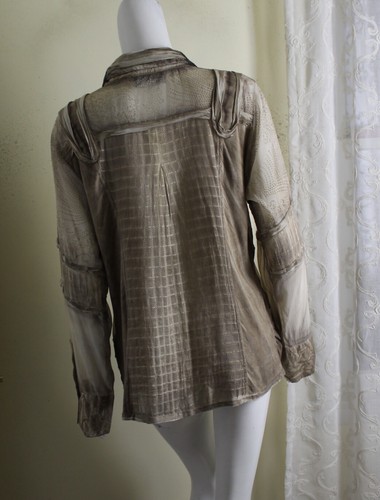 Tango Mango Sz L ArtsyMesh Funky Chiffon Patchwork Nothing Matches Blouse Top - Picture 4 of 7