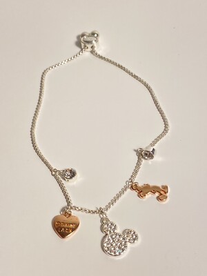2015 Disney Parks Exclusive mickey Heart dangle copper Charm LACN Bracelet