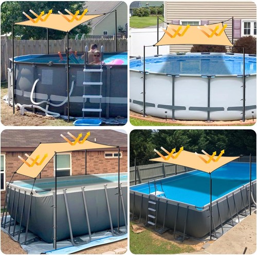 Above Ground Pool Shade Canopy with Steel Frame, 10'X10' 95% UV Block Sunshade C - Picture 7 of 7
