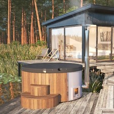 KeiCo Deluxe Wood-fired Eco Hot Tub 4-6 Person | Thermo-wood Spa | Off-Grid Gard