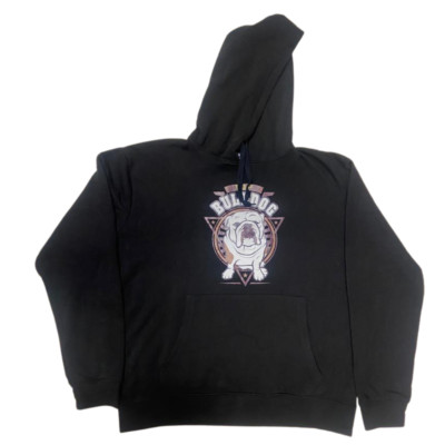 HERREN SCHWARZ BAUMWOLLE HOODIE BULLDOGGE PRINT STILVOLL SWEATSHIRT I RELAX FIT I SALE
