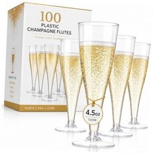 100 Pack Plastic Champagne Flutes - 4.5 oz Durable 100 Count Pack of 1 Clear