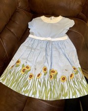 Vintage 2003 Gymboree Sunflower Dress Girls Size 8 Blue