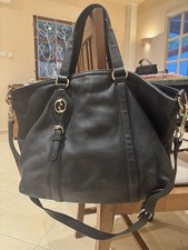 Authentic Gucci Interlock GG 2way Leather Tote Bag Brown