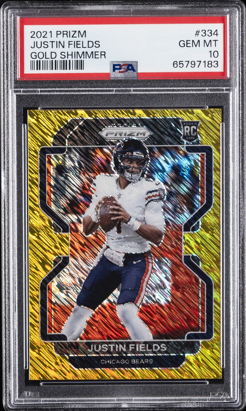 2021 PANINI PRIZM GOLD SHIMMER #334 JUSTIN FIELDS ROOKIE RC 10/10 PSA 10