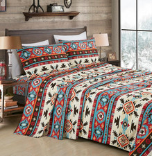 Chezmoi Collection 4-Piece Southwestern Geometric Motif Sheet Set California Kin