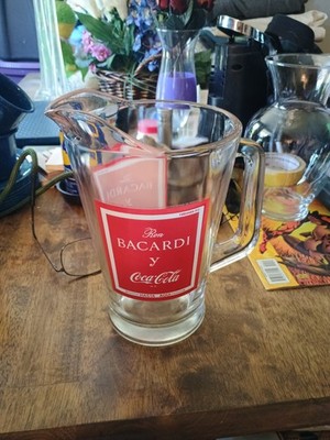 Rare Ron Bacardi y Coca Cola Glass Pitcher. Vintage 1970's