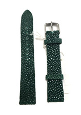MICHELE 16MM PINE GREEN GENUINE GALUCHAT WATCH STRAP,BAND SILVER BUCKLE -FRANCE