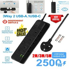 3 Outlets Powerboard Overload Protection Surge Protector Power Strip With Plug