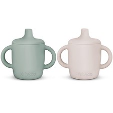KIDSco. Silicone Sippy Cups 2 Pack   Soft Spout  Easy Grip Handles for Bab...