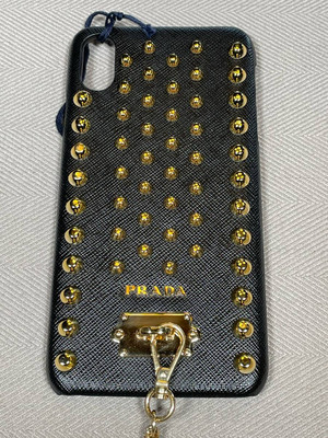 PRADA iPhone XS Max iPhone case Prada Saffiano black studs chain