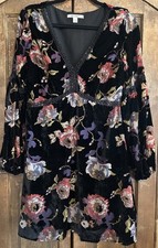 Mi Ami Burnout Velvet Dress V-Neck Lined Boho Romantic Size Large