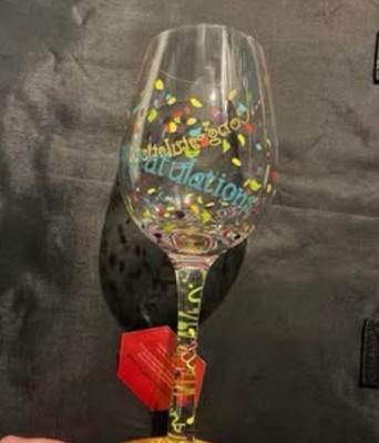 Lolita Congratulations Love My Wine Glass Hand Painted 15 oz