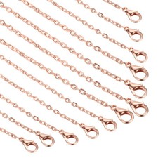 20 Pack 22 Inch Necklace Chains Bulk 2mm Rose Gold Plated Cable Chains