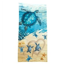 -Drying Beach Towel with Sea Turtle Pattern, Soft and Absorbent, Suitable5321