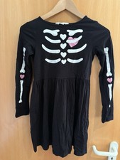 Niedliches! Skelett-Faschingskostüm, H&M, Gr. 134/140, Kleid, schwarz, Baumwolle