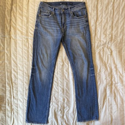 BKE Jeans Mens 31x32 Blue Medium Wash Jake Straight Stretch Denim Thick Stitch