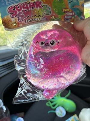 SUGAR SWAPS Fat Cat Pink Glitter Tactile Squeeze Squishy Toy MPN 42546