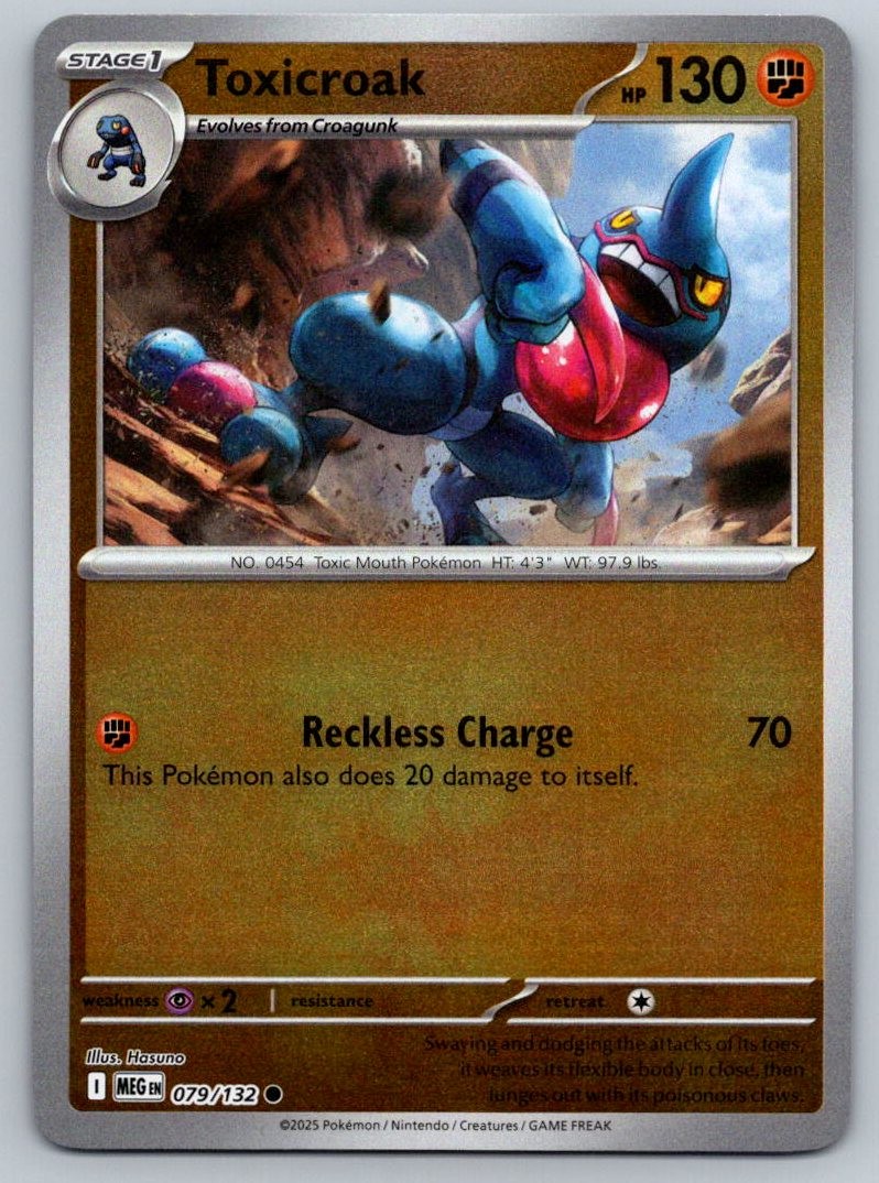 Toxicroak 079/132 Common Mega Evolution Pokemon Reverse Holo Near Mint