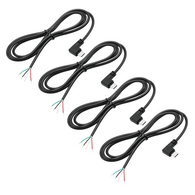 4Pcs Right Angle USB C to 4 Pin Bare Wire Open End Wire 1M/3FT 90 Degree USB