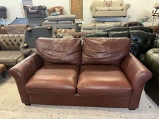 Brown Real Leather Two Seater Sofa Bed