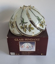 Vintage Swirl Glass Pendant Ceiling / Lamp Light Shade Yellow Iris With 6 Panels