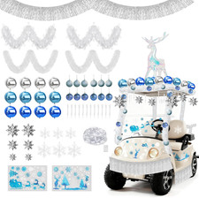 58 Pcs Christmas Golf Cart Decorations Kit, Winter Theme Parade Decor with Strin