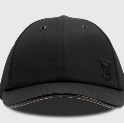 NEW BURBERRY BLACK COTTON CLASSIC CHECK LINED BASEBALL CAP HAT