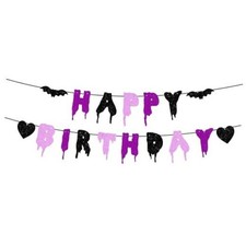 Happy Birthday Halloween Banner NO DIY Glitter Halloween Purple Black Pink