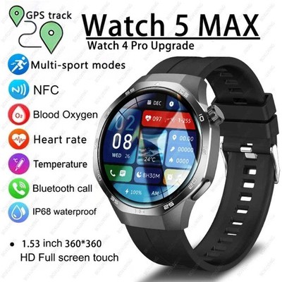 2025 New Watch 5 MAX Smart Watch HD AMOLED Screen NFC GPS Tracker Bluetooth Call