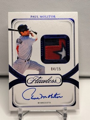 2024 Flawless Paul Molitor Prime Patch Auto 04/15 Jersey # Match Twins HOF