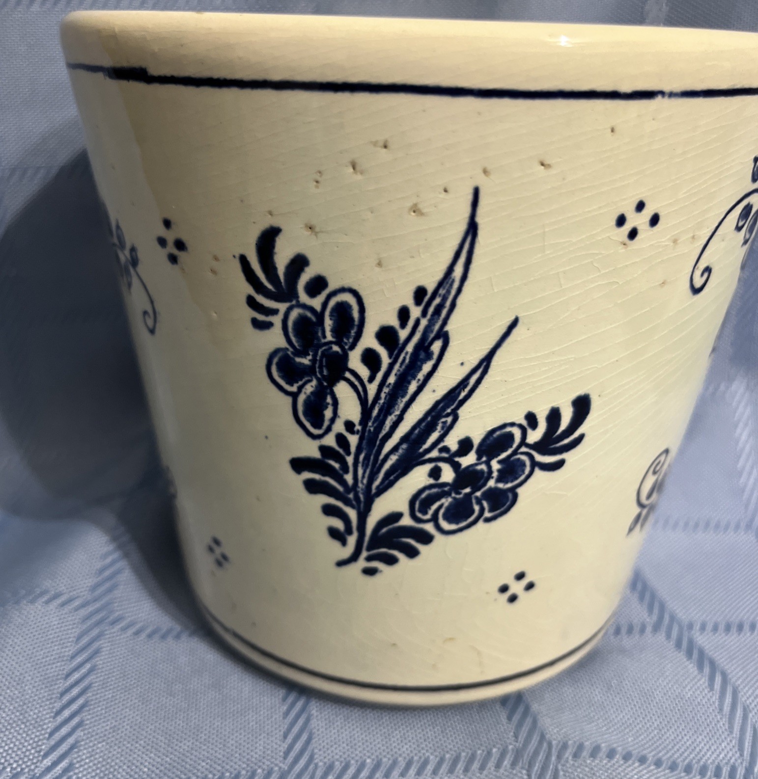 Vintage Delft Blauw Blue Hand Painted Planter Windmill 5" Holland Pottery