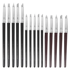 15 Pack Silicone Paint Brushes for Crafts, Silicone Sculpting Tools 5 Shapes 