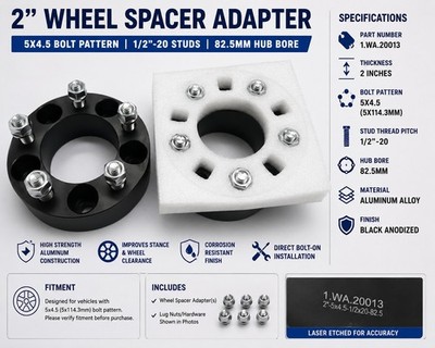 ECCPP 2PCS 2 inch 5x4.5 to 5x4.5 Wheel spacers 5x114.3mm 82.5mm hub bore 1/2-20
