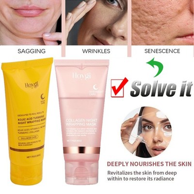 1/5Pcs Collagen Overnight Wrapping Peel Off Facial Mask Renewal Night Skin Care