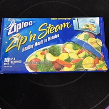Ziploc Zip'N Steam Medium Cooking Bag-Pack of 10~DISCONTINUED NEW SEALED