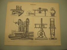 Drewno, maszyny, stolarz i in. 12 oryginalnych tablic z 1888 roku - Oryginalne litografie