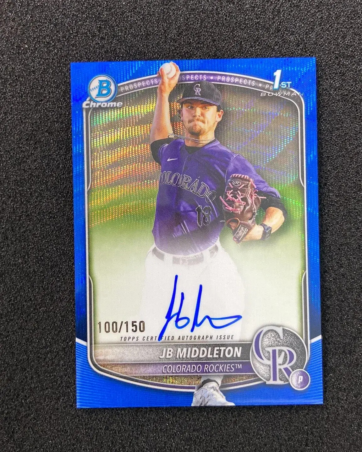 2025 Topps Bowman Draft Chrome Blue Wave #CPA-JM JB Middleton 1st Auto /150 QI95