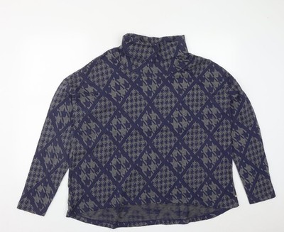 Hatley Damen Pullover Pulli blau Rollkragen geometrisch Baumwolle Größe XL
