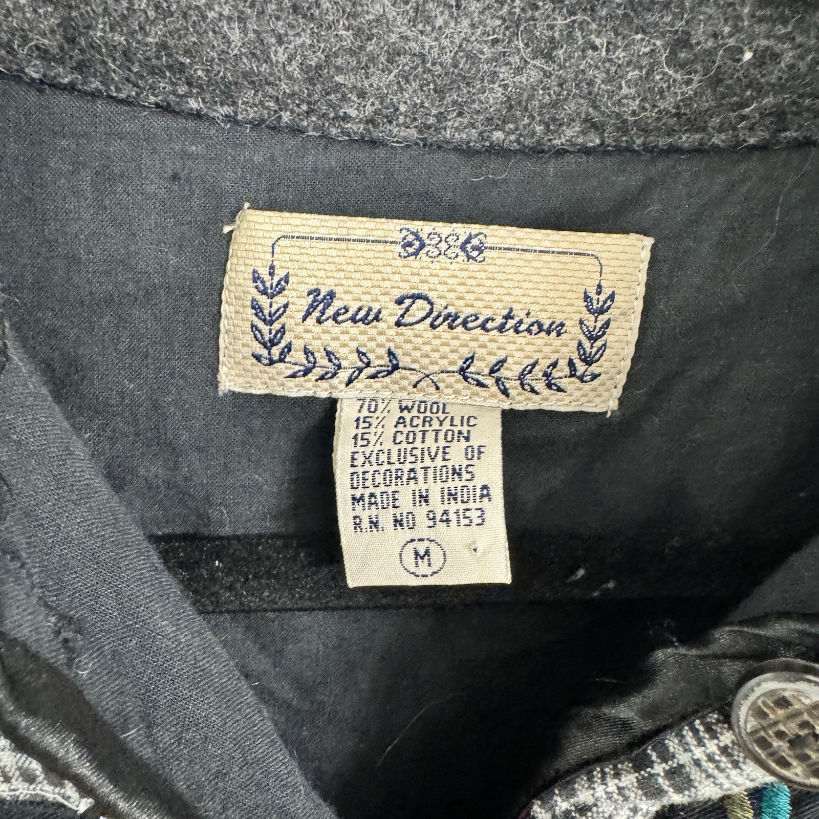 New Direction Patchwork Wool Blend Jacket Med - image 3