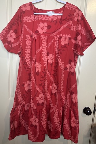 Island Impressions Muumuu Dress Made in Hawaii Hawaiian print sz 2X EUC