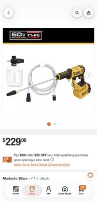 DEWALT FLEXVOLT 60V Cordless Brushless 1000 PSI Cleaner DCPW1000B 