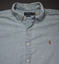 Polo Ralph Lauren Shirt Mens XL Blue Chambray Long Sleeve Button Down Casual