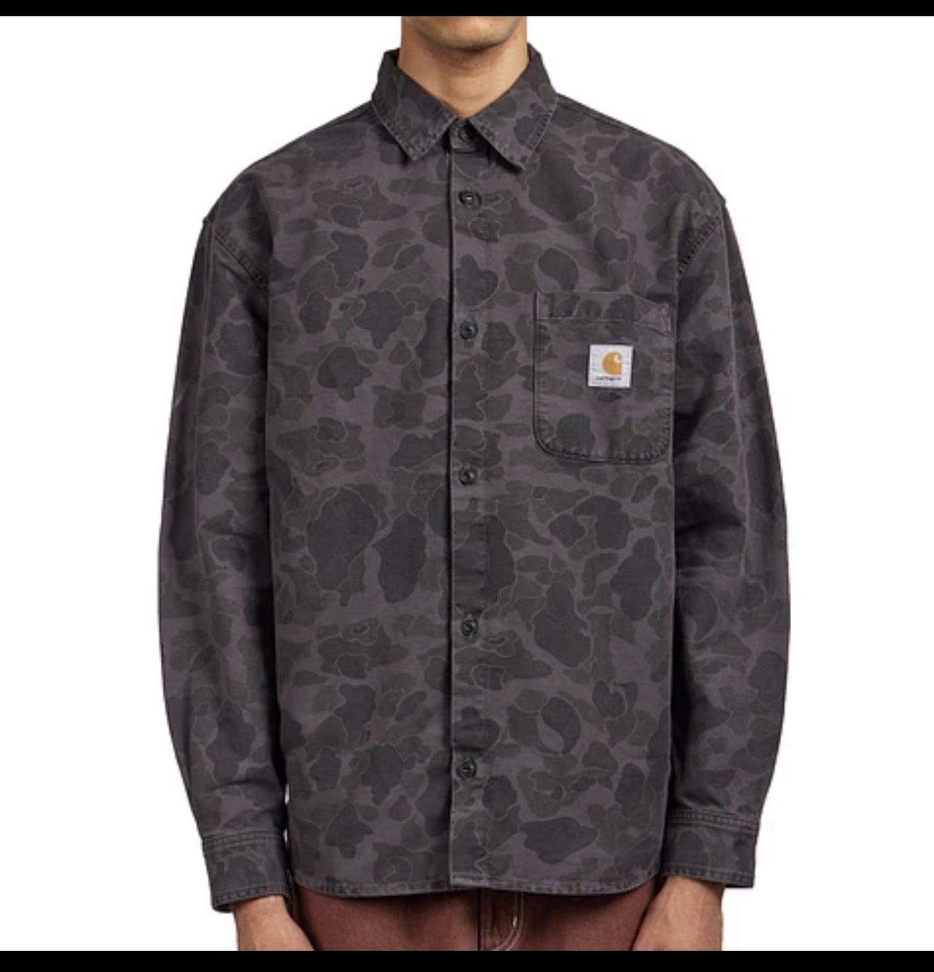 Carhartt WIP Duck Camo Shirt Garment Dyed Green Graphite Size Medium