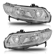 2pcs Headlights For 2006-2011 Honda Civic Coupe 2dr Chrome Housing Clear Corner 2pcs Headlights For 2006-2011 Honda Civic Coupe 2dr Chrome Housing Clear Corner