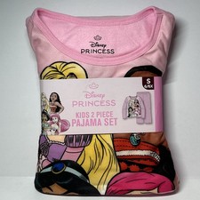 Disney Princess Girls Long Sleeve Top and Pants, 2piece Pajama Set, Sizes Small