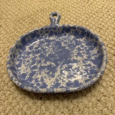 BENNINGTON POTERIE AGATE MORNING GLORY BLUE 8” BOL DE SERVICE ÉPONGE 1897