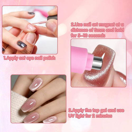 3 in 1 Katzenauge Nagelmagnet, vielseitiges Magnetwerkzeug für Katzenauge Gellack Herz S - Bild 5 von 12