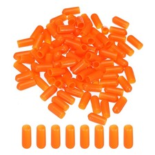 100pcs 6mm Rubber End Caps Cover PVC Vinyl Screw Thread Protector, Orange