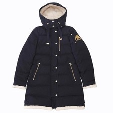 Moose Knuckles Down Coat Jacket Long Hoody Boa Logo Metal Plate Black S Used 55f